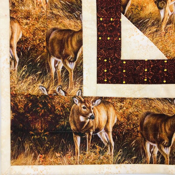 Quilted Wall Hanging Buck & Doe Deer Rustic Wildlife Decor Cabin LodCore Homemad - Picture 7 of 10